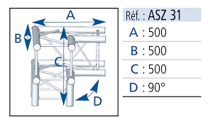 Location Angle 3 départs 90° pied ASZ31 Angle