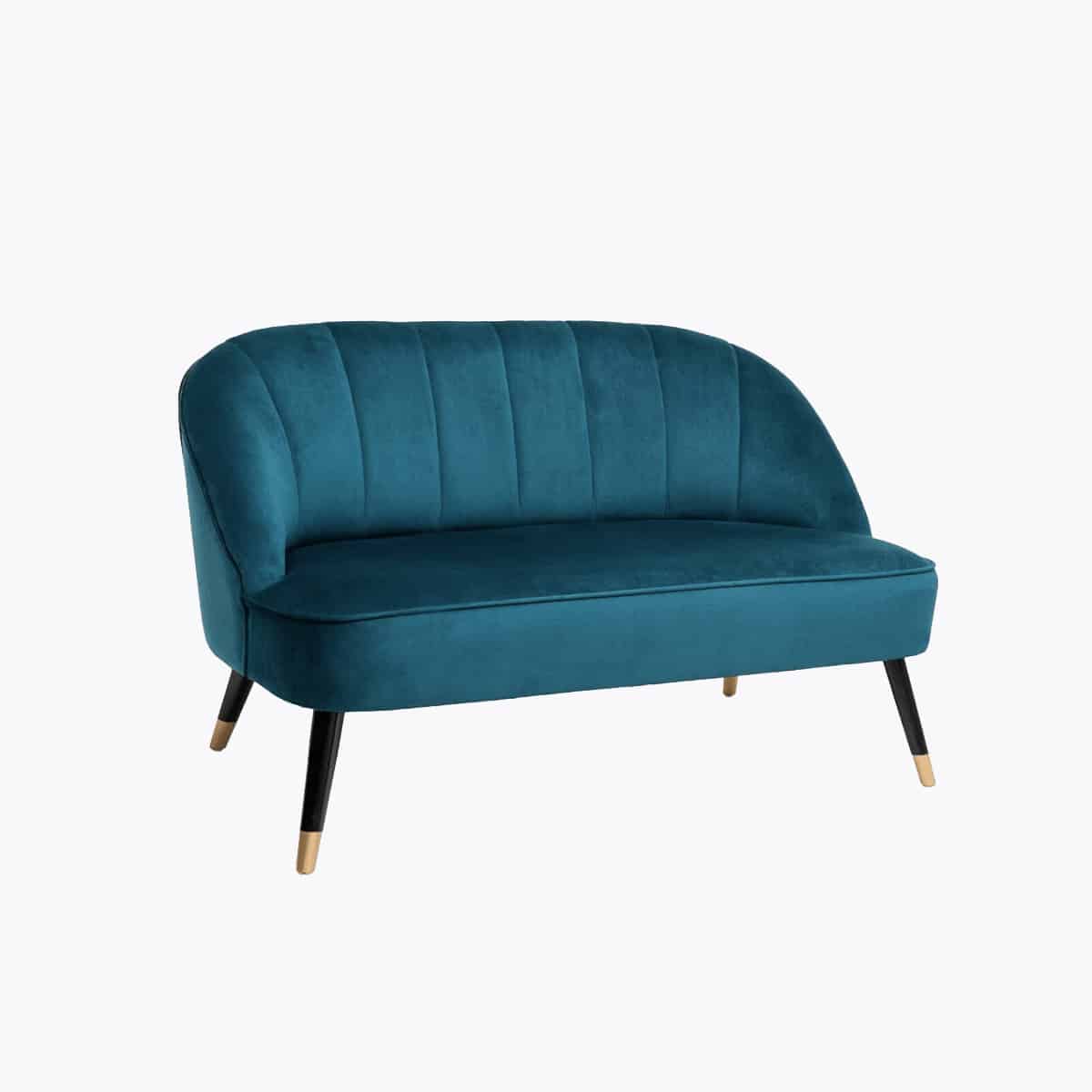 Location Banquette Velours bleu canard (2 places) Lounge