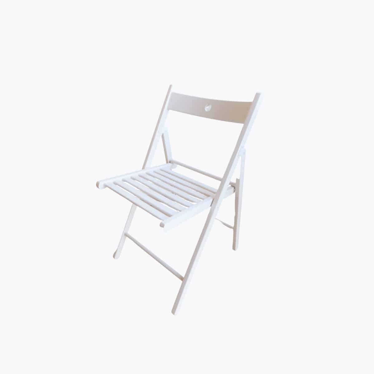 Location Chaise pliante Lattée blanche Chaises, bancs & tabourets